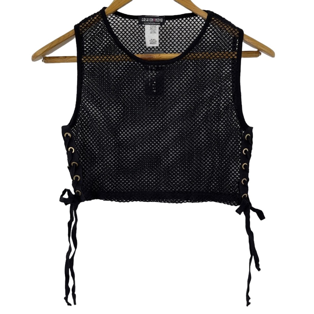 FASHION NOVA Legendary Mesh Top With Side Ties